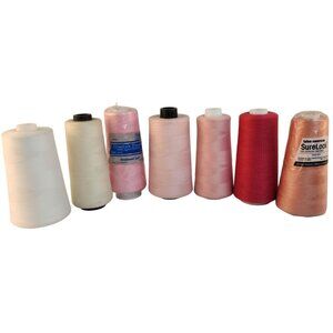Overlock Thread Spools Lot Of 7 Various Colors  Polyester Sewing Serger